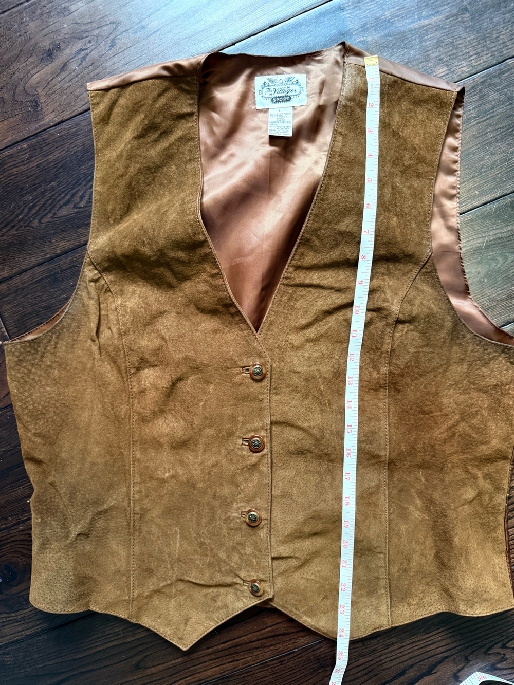 The Villager Vintage Brown Leather Button Vest - Picture 6 of 6